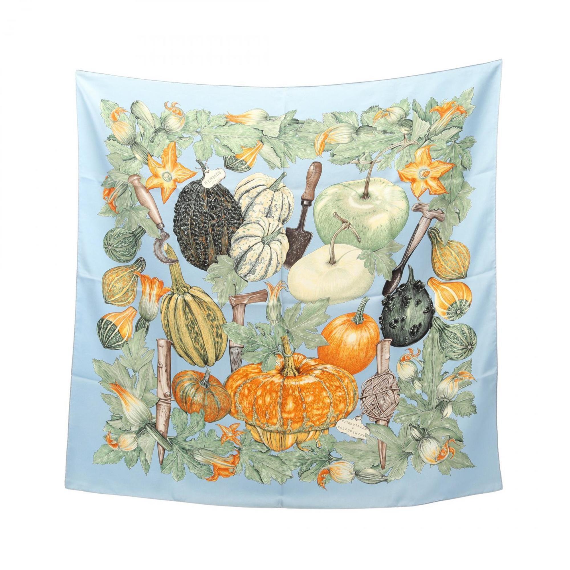 Hermes Authentic Blue Silk Scarf
